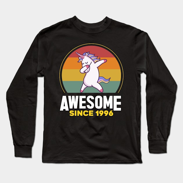 Unicorn Cute, Awesome Since 1996, Born In 1996 Birthday Long Sleeve T-Shirt by GEMEARNARNSYAK